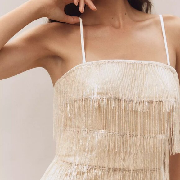 Dress the Population Tanya Beaded Fringe Gown Sz M - Picture 4 of 8